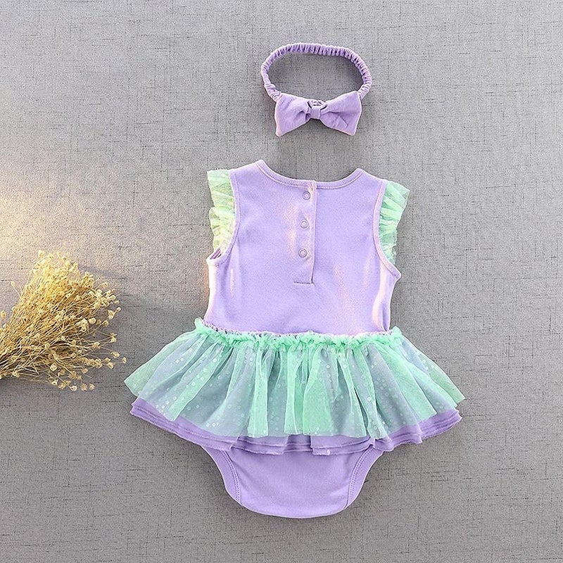 Lito Angels Baby Girls Princess Costume Mermaid Onesie Romper Bodysuit Halloween Dress Up Size 6-9 Months - Image 2